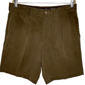 Tommy Bahama Mens Silk Flat Front Shorts Size 33 Olive Green